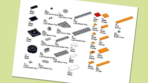 Das Material für die LEGO Dose "M-Classic Erbsen & Karotten"