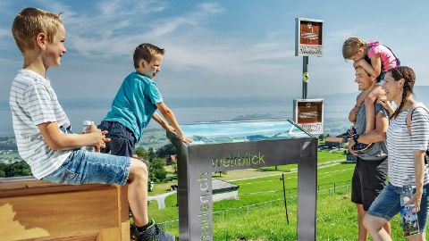 Famille sur un sentier de randonnée