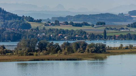 Vue panoramique sur le lac de Bienne et l’île Saint-Pierre