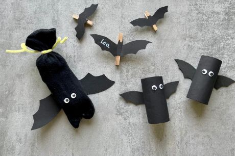 Drei Ideen für Halloween-Fledermäuse zum selber Basteln