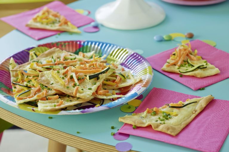 Tarte flambée aux bâtonnets colorés