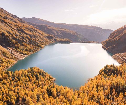 Le magnifique lac de barrage de Tseuzier, dans le canton du Valais, enchante les familles en balade.