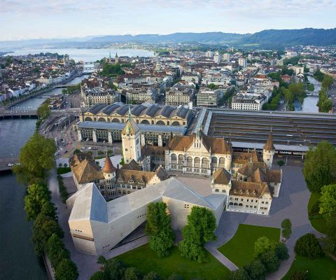 Panorama di Zurigo e del Museo nazionale