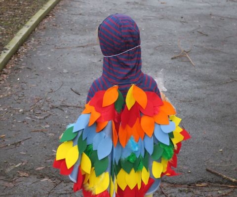 Kind als Papagei verkleidet