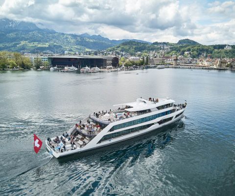 Il battello a motore Diamant sul lago di Lucerna