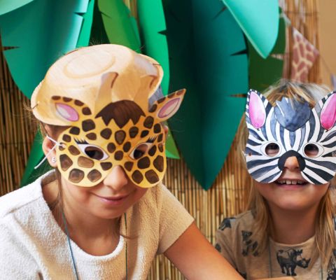 Tiermasken für die Safari-Party