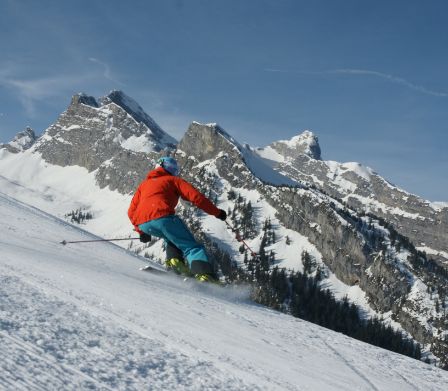 Skifahrer auf der Grimmialp
