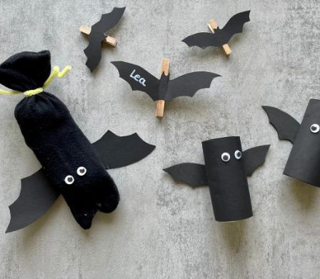 Drei Ideen für Halloween-Fledermäuse zum selber Basteln