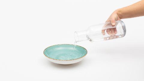 Remplir un bol ou une assiette creuse d’eau froide.